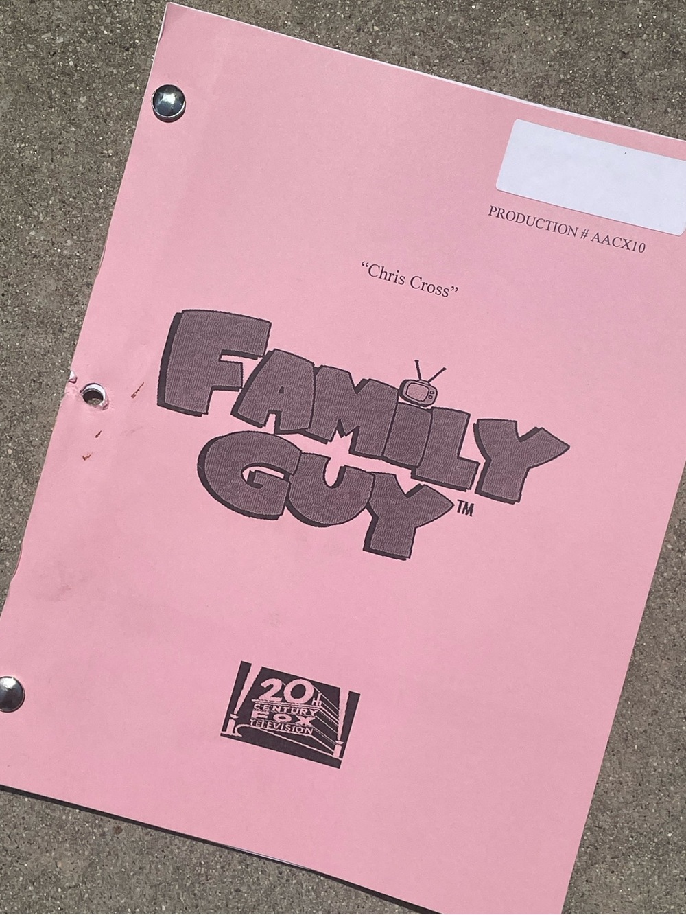 Family Guy 2011 Production Used Table Draft Script Chris Cross ANNE MURRAY EP!